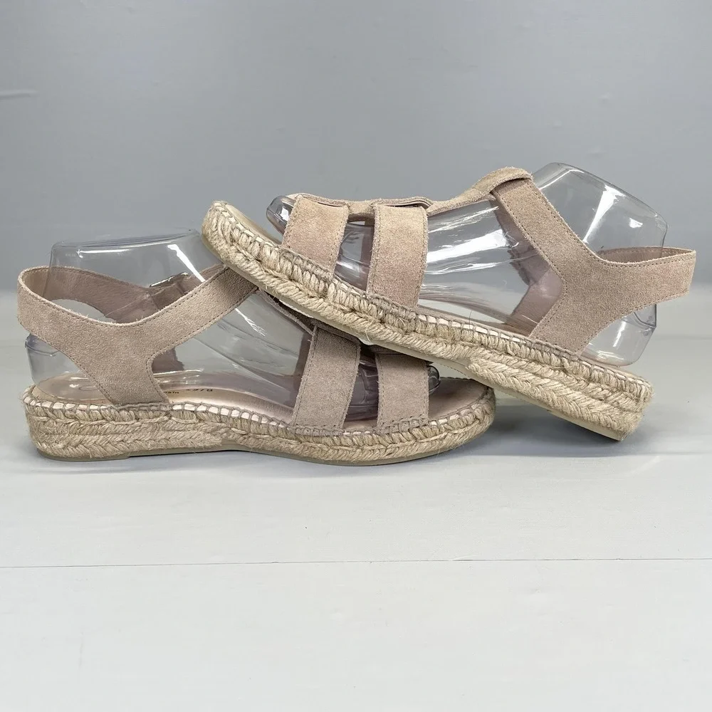 Gaimo Espadrille Sandals Womens Size 9 EU 40 Beige Suede Platform Buckle Shoes